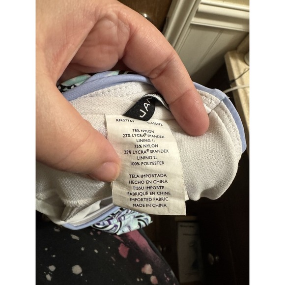 Jantzen One Piece Swimsuit Dress Halter Top V-neck Multicolor Pattern Bra Cup 16 - Picture 11 of 12